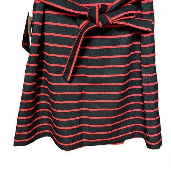 Proenza Schouler Striped Jacquard Suiting‎ Wrap Skirt Black Red Size 4 - Picture 8 of 13